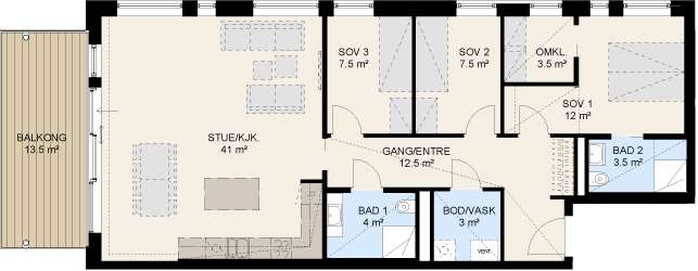 Standard 4-roms leilighet
